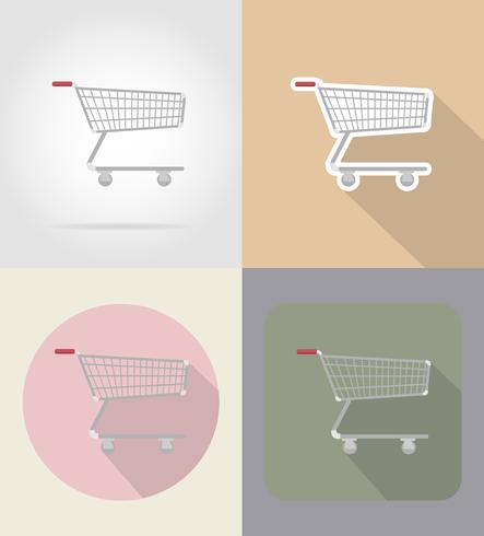 chariot de produits dans les icônes plat de supermarché vector illustration