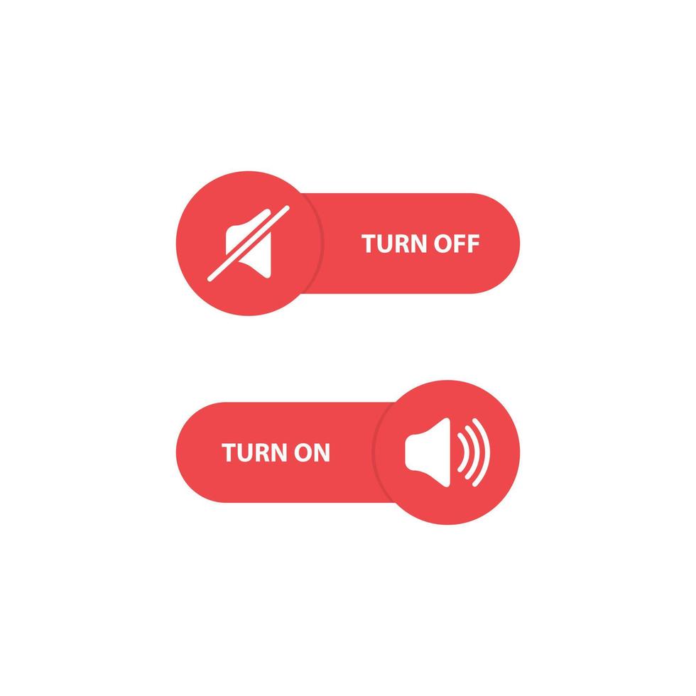 boutons rouges de contrôle du volume. désactiver et activer le son. boutons de commutation. vecteur
