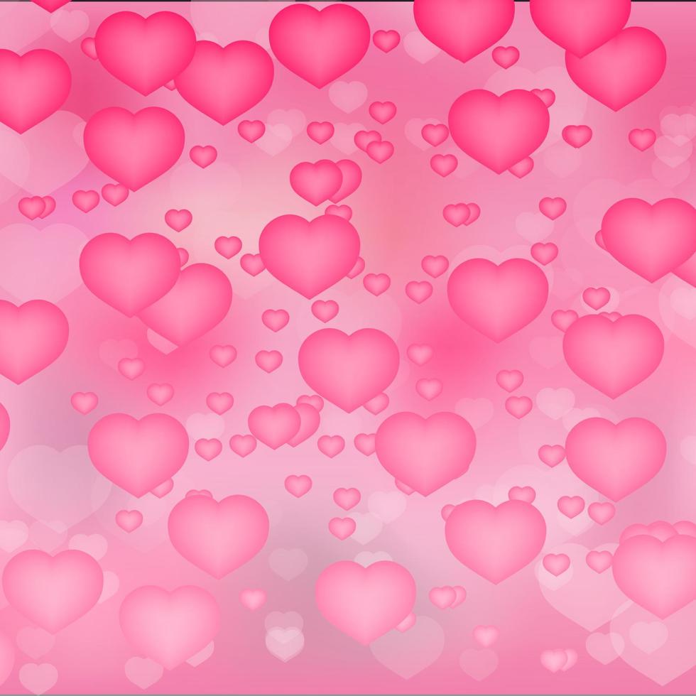 fond de confettis coeurs roses doux. carte de voeux brillante de la saint-valentin. illustration vectorielle romantique. modèle de conception facile à modifier. vecteur