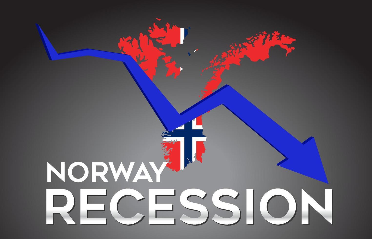 carte de la norvège récession crise économique concept créatif avec flèche de crash économique. vecteur