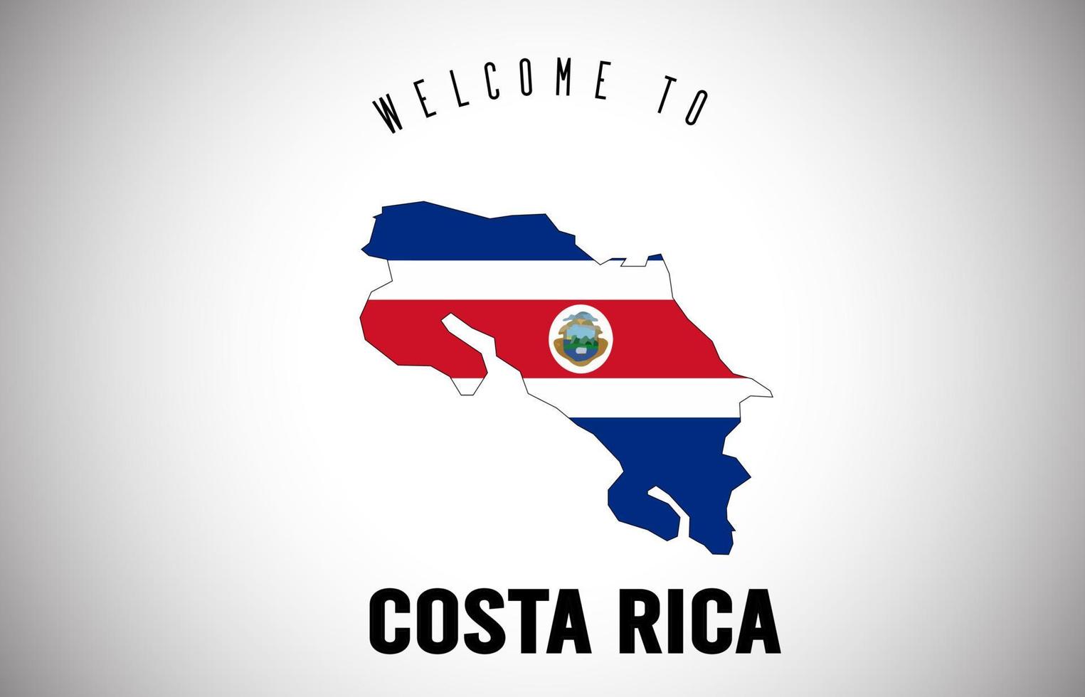 Costa rica bienvenue au texte et au drapeau du pays à l'intérieur de la conception de vecteur de carte de frontière de pays.