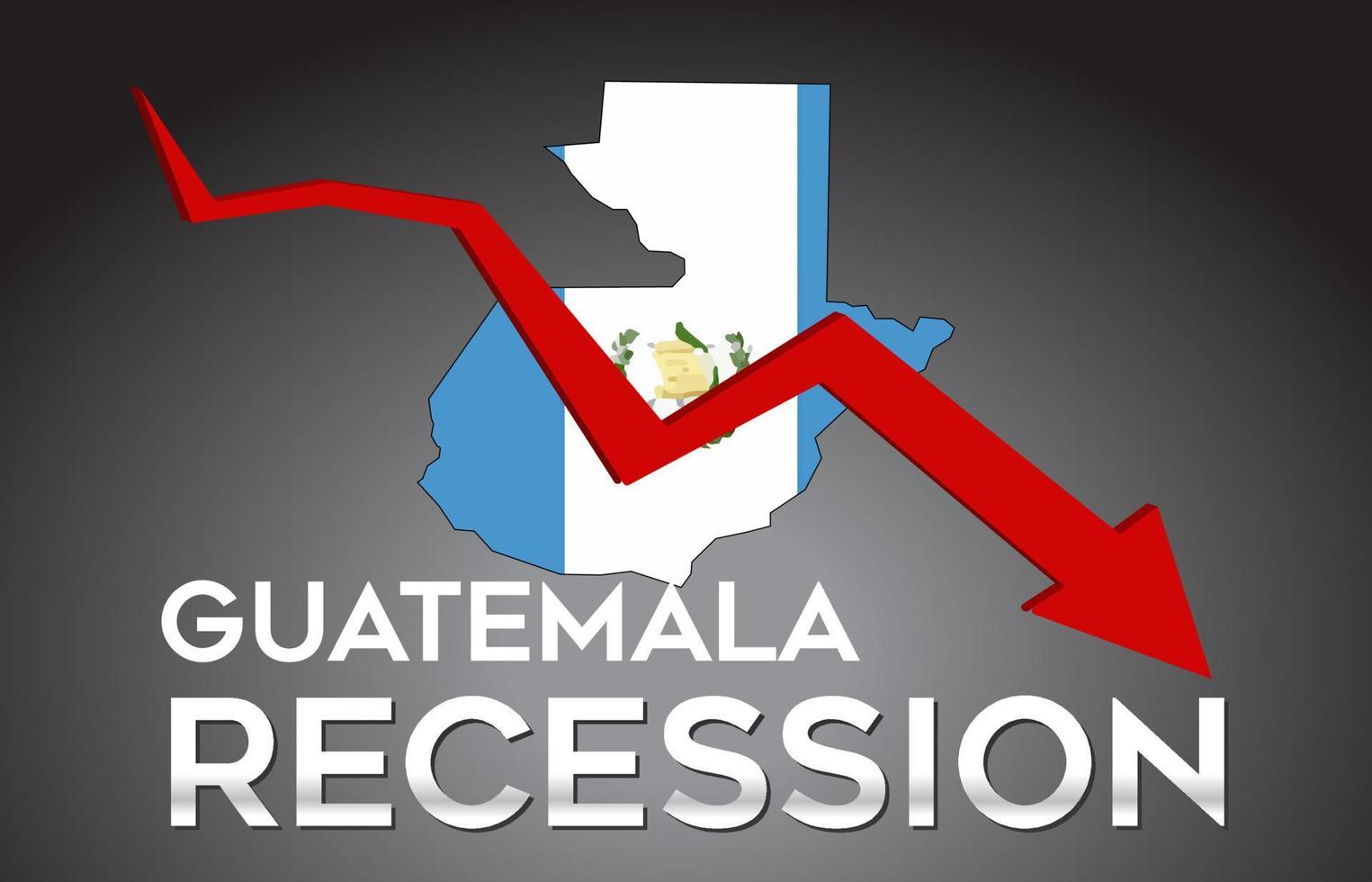 carte du concept créatif de crise économique de récession du guatemala avec flèche de crash économique. vecteur