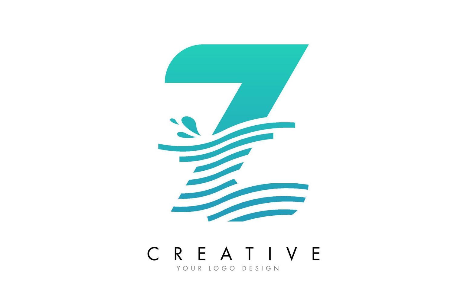 logo de lettre z avec des vagues et des gouttes d'eau. vecteur