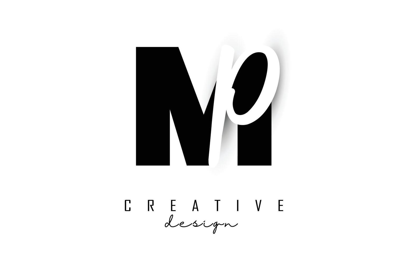 lettres mp logo avec un design minimaliste. lettres m et p avec typographie géométrique et manuscrite. vecteur