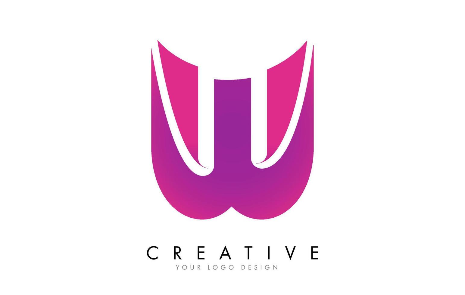 création de logo de lettre w avec effet de ruban et dégradé rose vif. vecteur