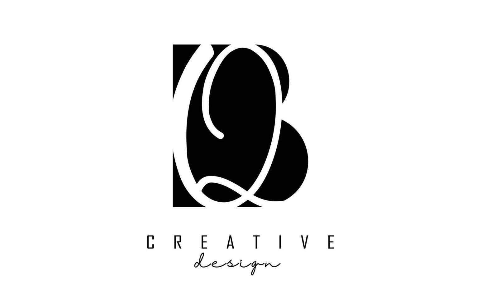 lettres bq logo avec un design minimaliste. lettres b et q avec typographie géométrique et manuscrite. vecteur