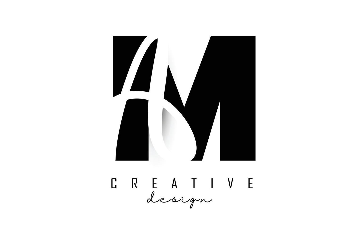 lettres ma logo avec un design minimaliste. lettres m et a avec typographie géométrique et manuscrite. vecteur