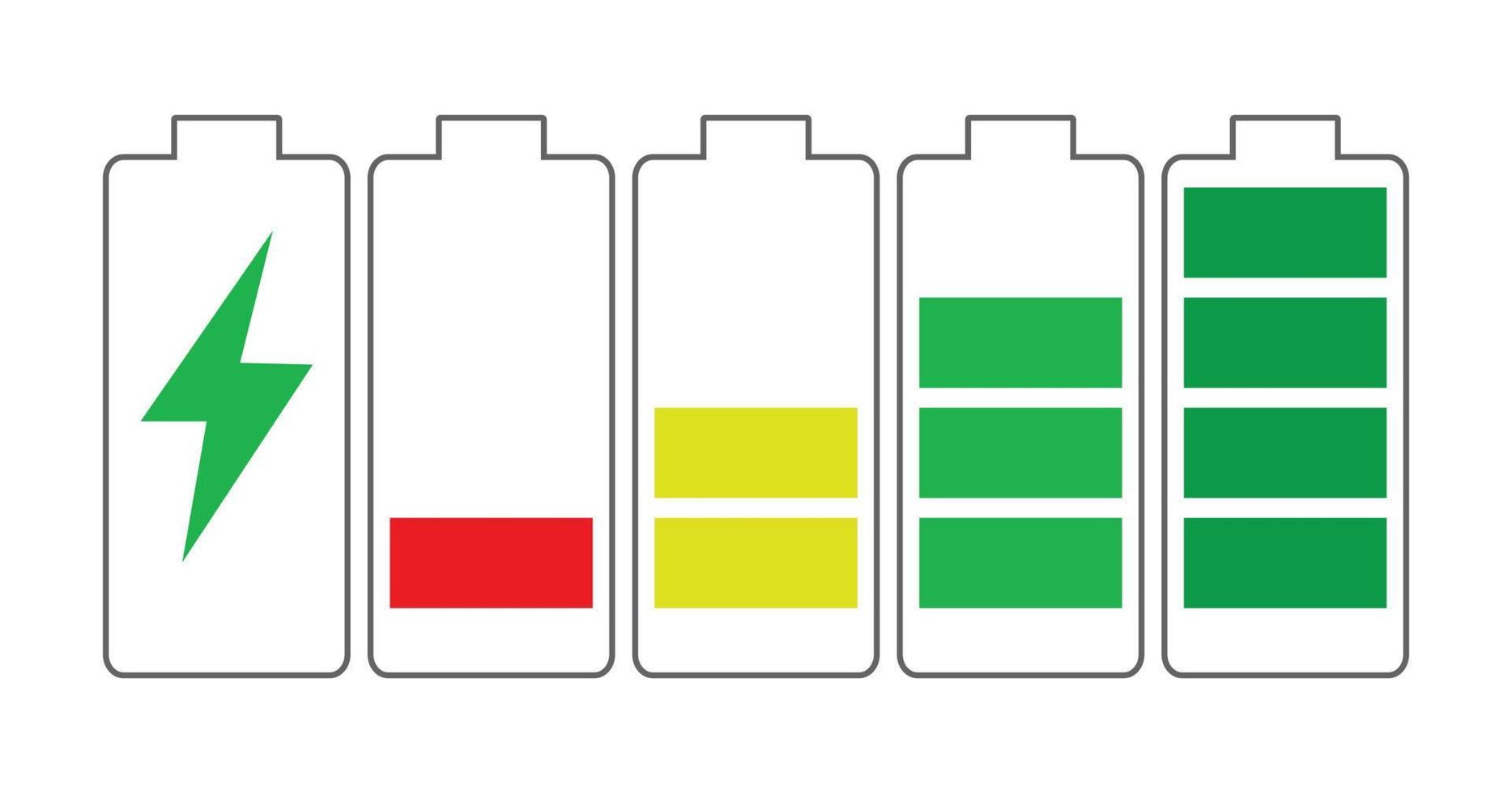 jeu d'icônes de batterie. illustration vectorielle. vecteur