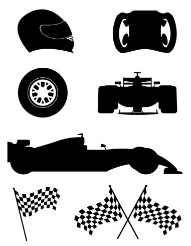 silhouette noire définie racing icons vector illustration