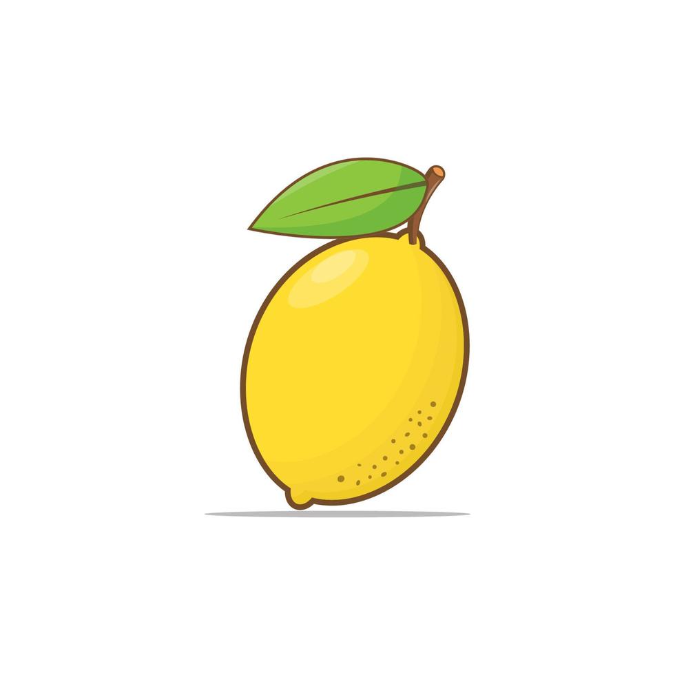 fruit de citron avec de grandes feuilles vertes isolées sur fond blanc. éléments de conception, modèles de logo, décoration de menu végétarien. illustration de style plat vecteur