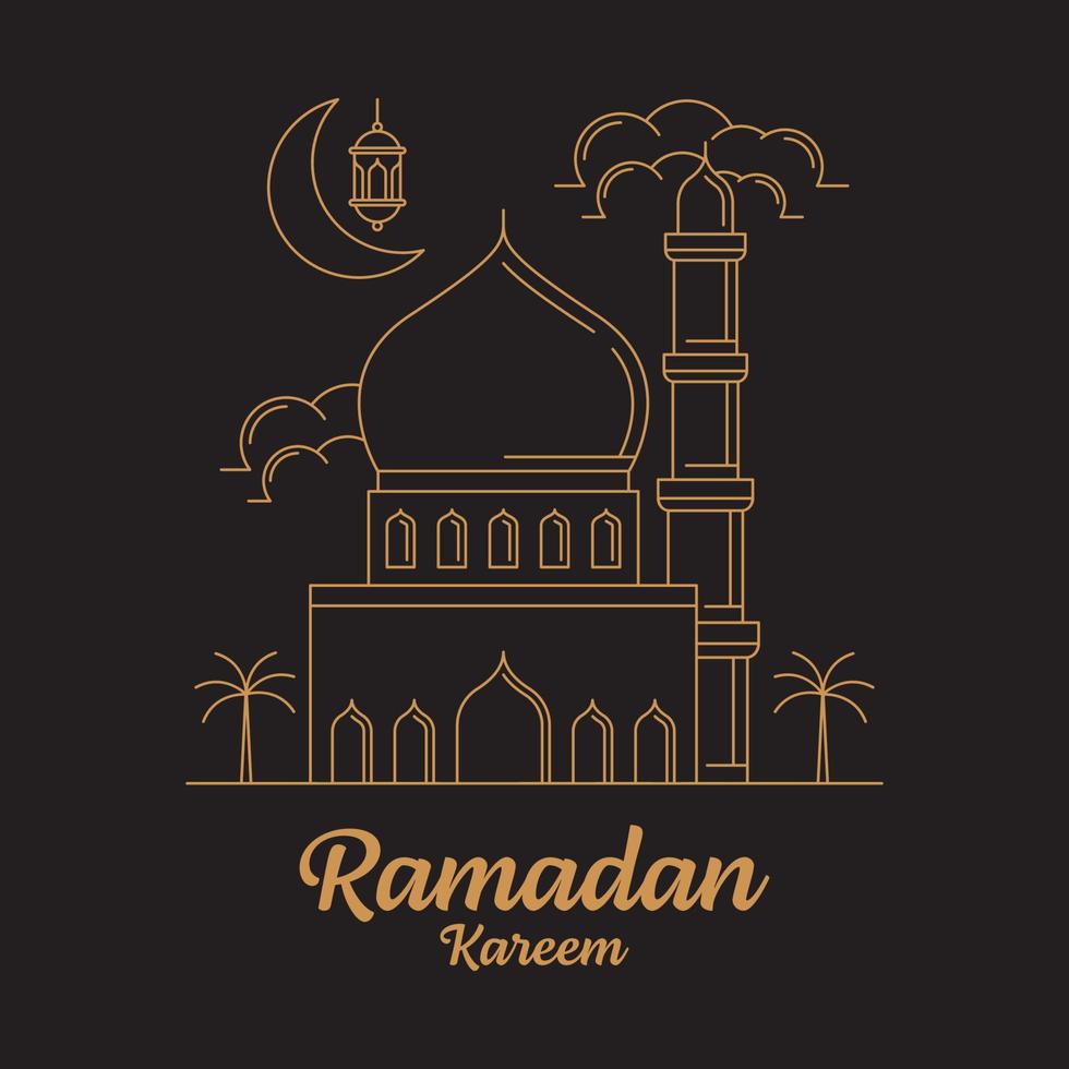 vecteur de dessin au trait ramadan kareem