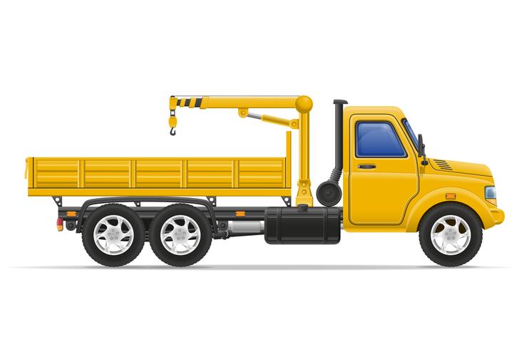 camion de fret avec grue pour soulever des marchandises vector illustration