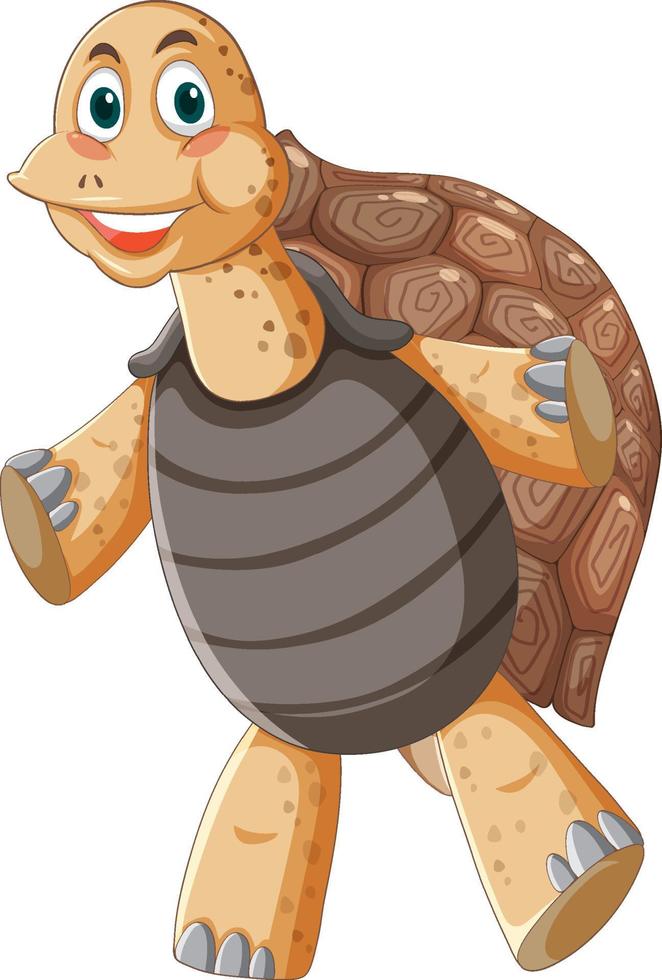 tortue avec un personnage de dessin animé de carapace brune vecteur
