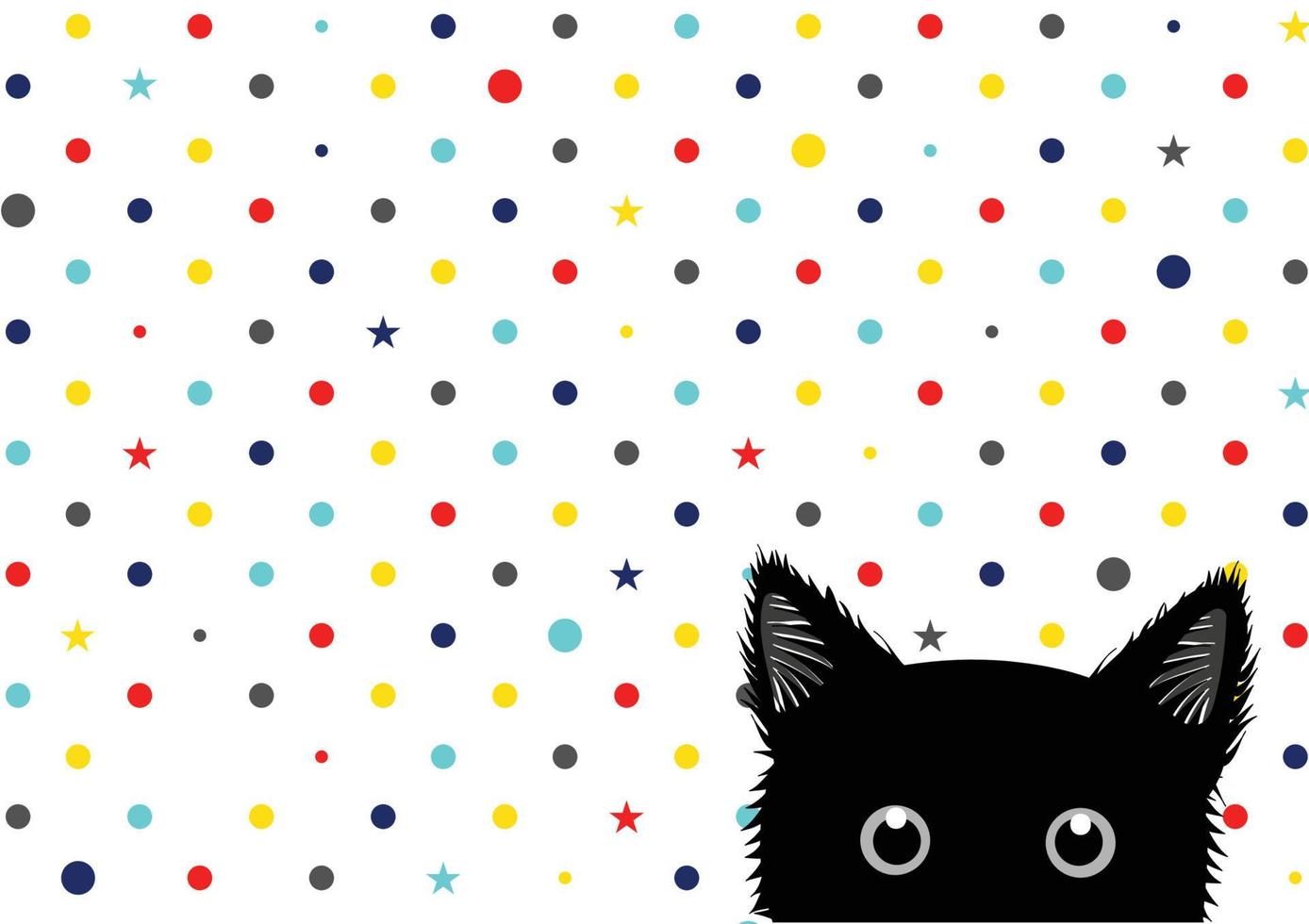 fond d'étoile de points colorés de chat noir vecteur
