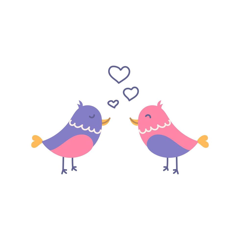 oiseaux amoureux, saint valentin, illustration vectorielle à plat vecteur