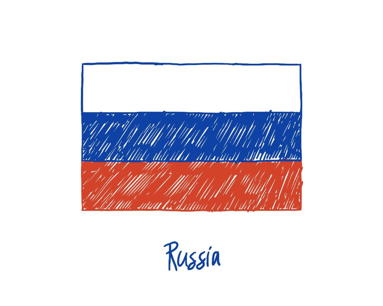 marqueur de drapeau de la russie tableau blanc ou croquis au crayon vecteur d'illustration