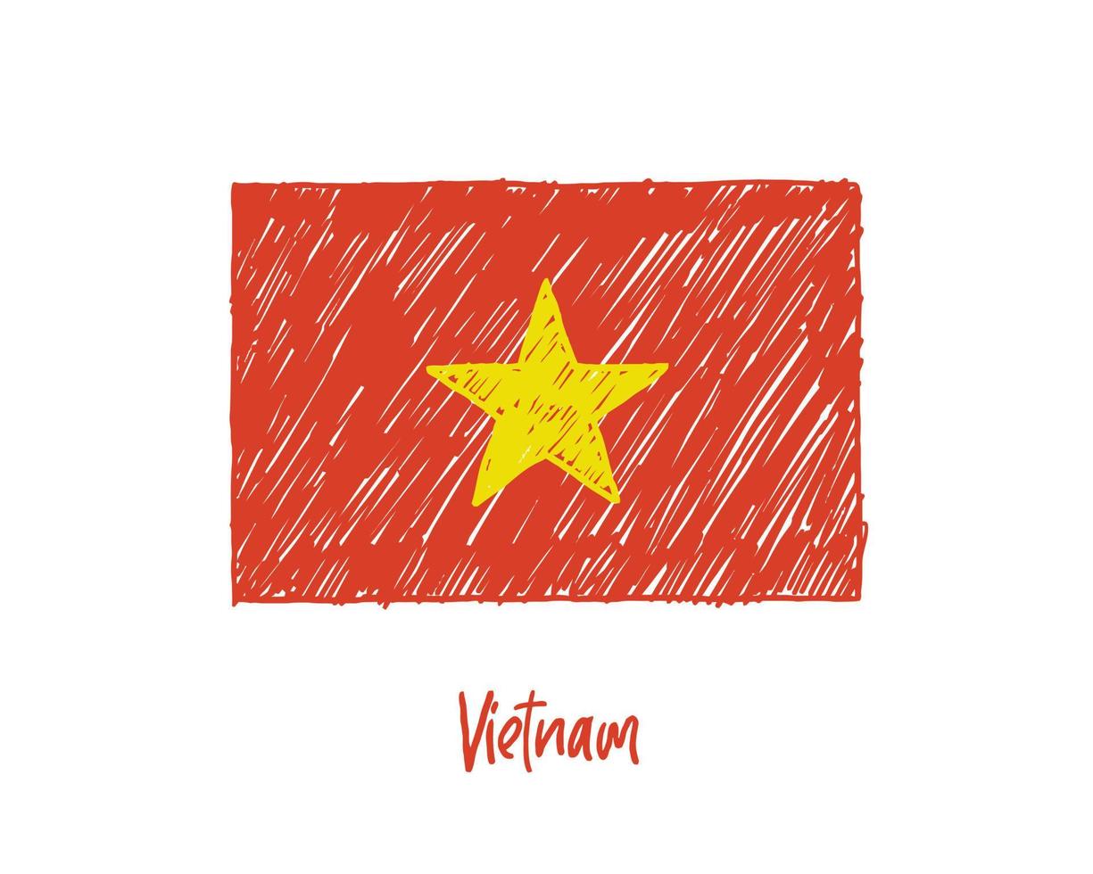 marqueur de drapeau vietnamien tableau blanc ou croquis au crayon vecteur d'illustration