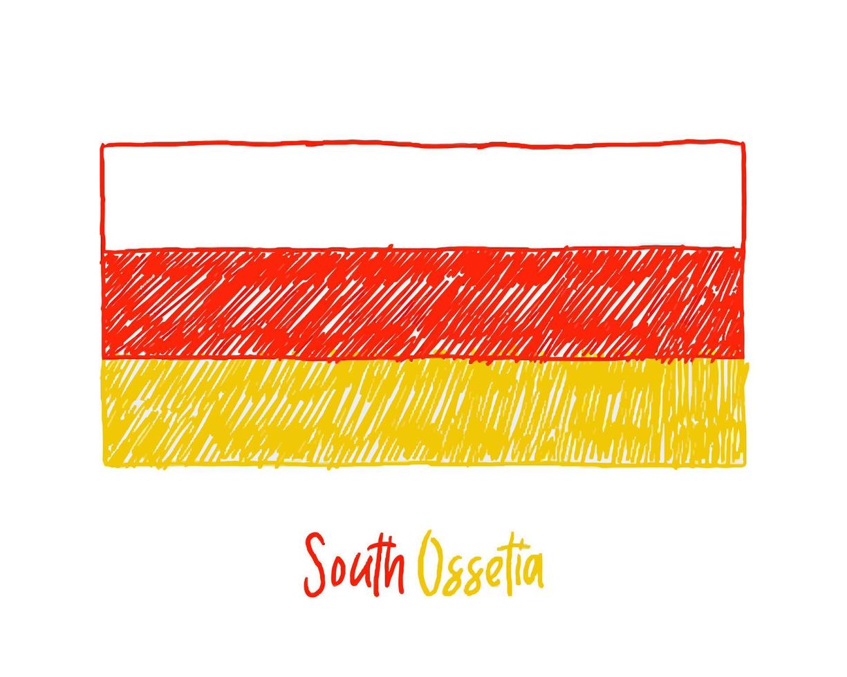 marqueur de drapeau d'ossétie du sud tableau blanc ou vecteur d'illustration de croquis au crayon