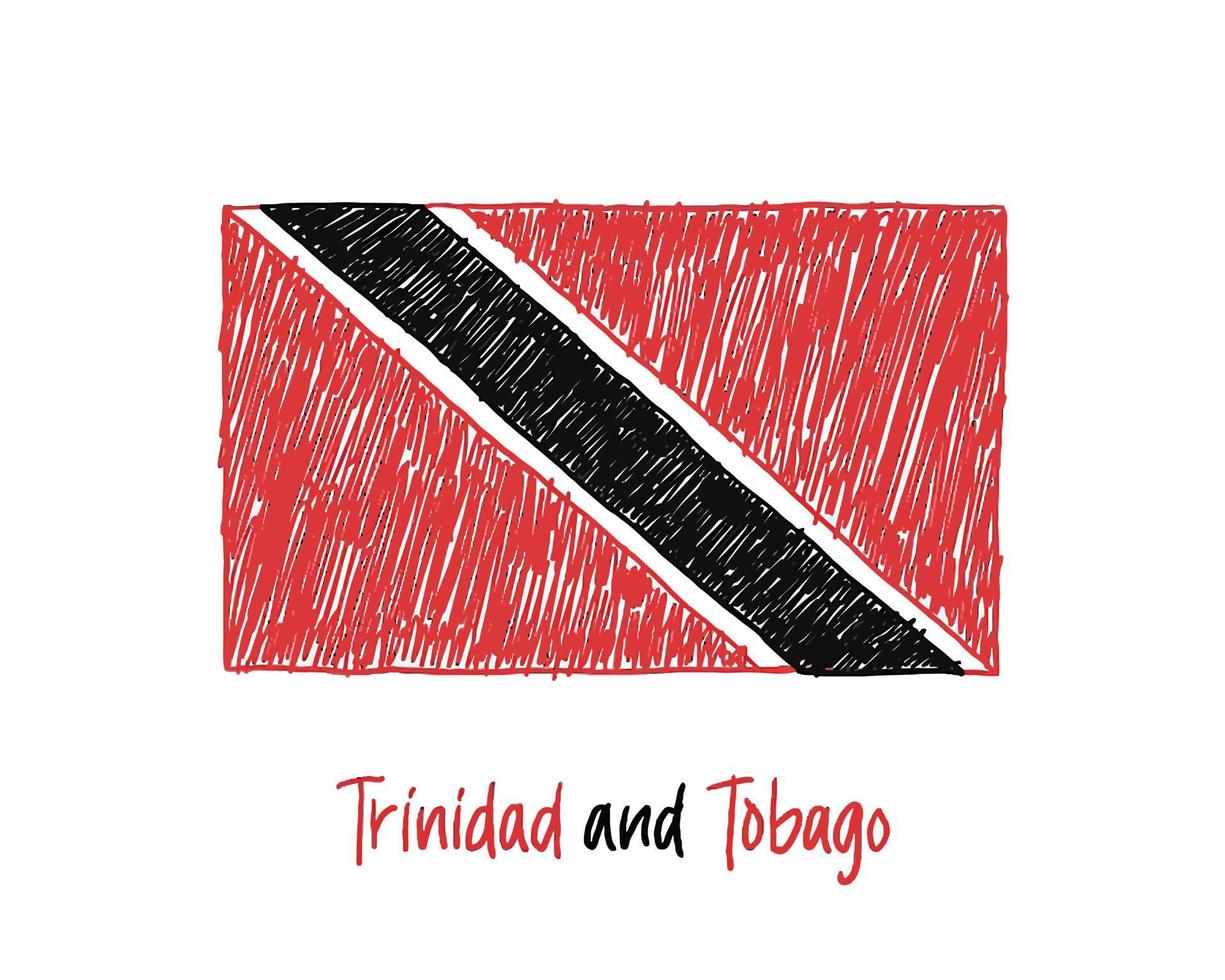 Drapeau de la Trinité-et-Tobago marqueur tableau blanc ou vecteur d'illustration de croquis au crayon