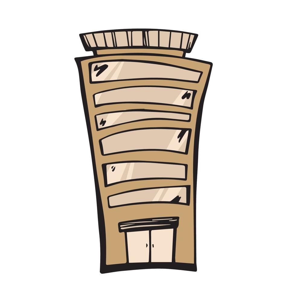 gratte-ciel contour dessiné à la main doodle. bâtiment de la tour. vecteur