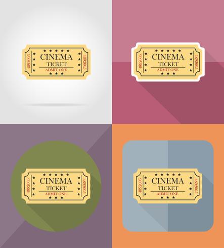 ticket de cinéma icônes plates vector illustration