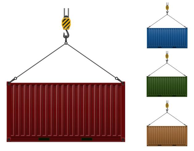 conteneur suspendu au crochet d&#39;une illustration vectorielle de grue vecteur