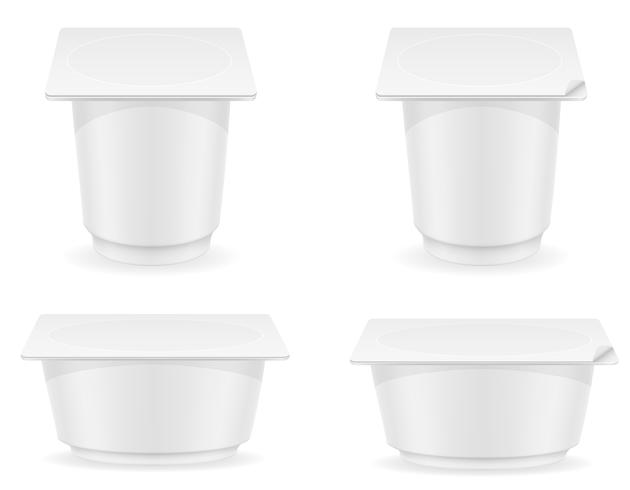conteneur en plastique blanc d&#39;illustration vectorielle yaourt vecteur