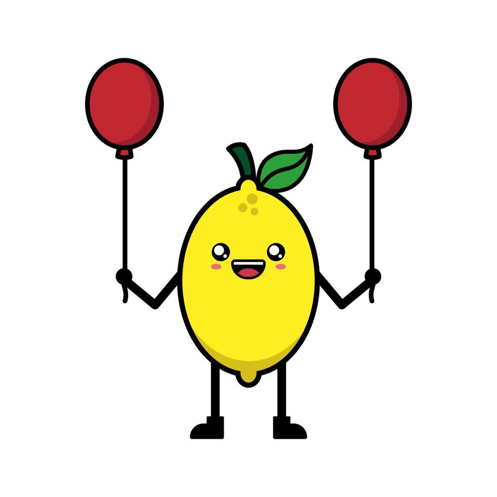 illustration de dessin animé mignon fruit citron vecteur