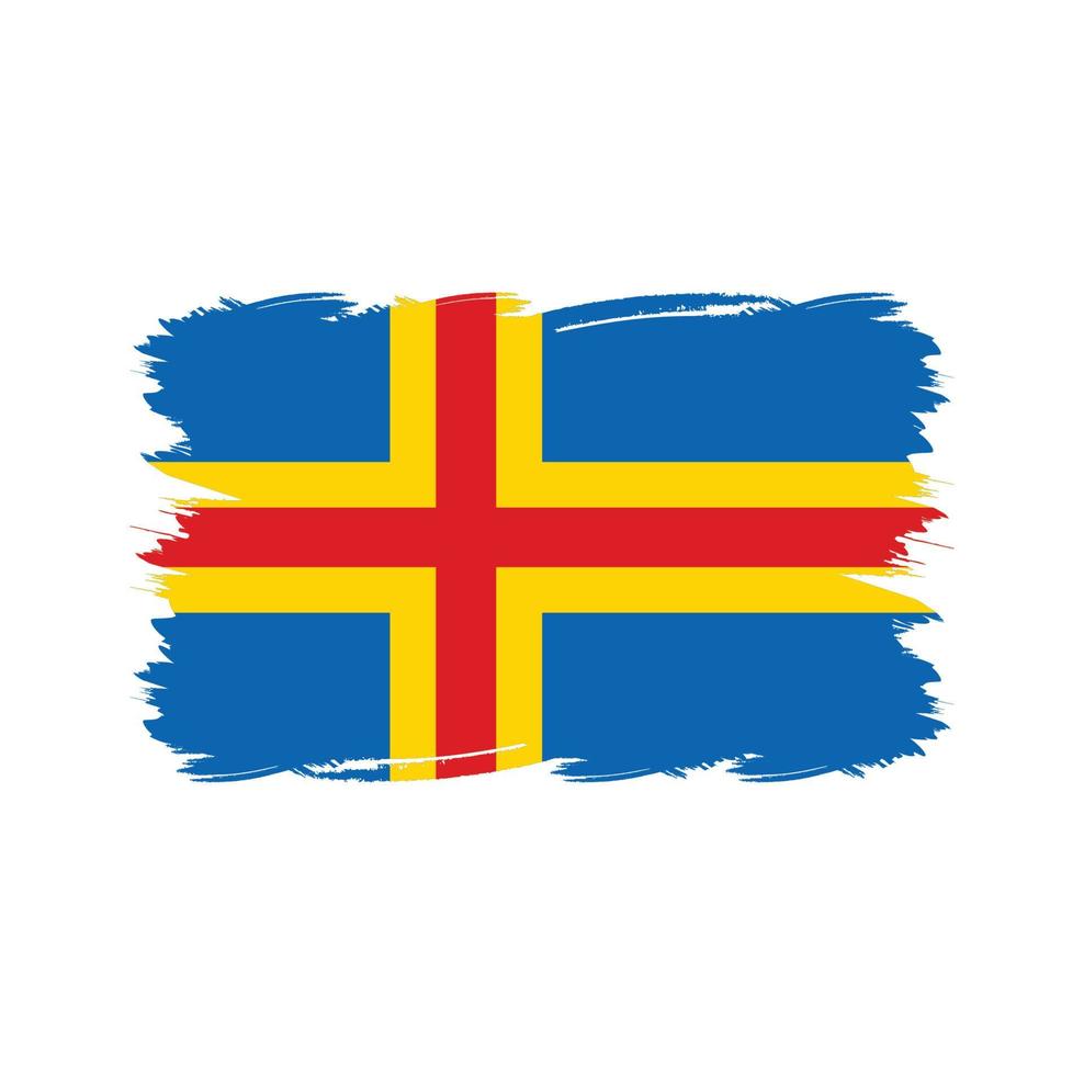 drapeau des îles aland avec pinceau aquarelle vecteur