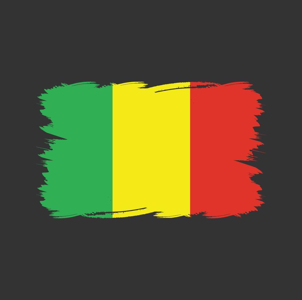 drapeau mali avec pinceau aquarelle vecteur