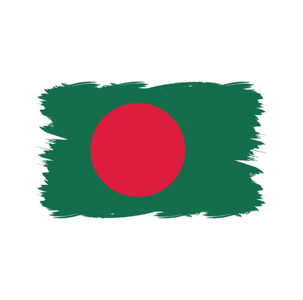 drapeau du Bangladesh avec pinceau aquarelle vecteur