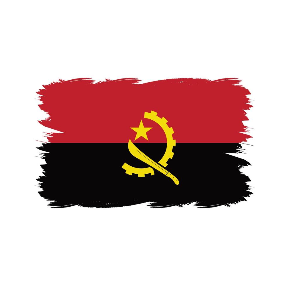 drapeau angola avec pinceau aquarelle vecteur