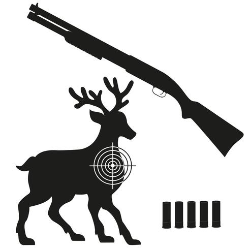 fusil de chasse et viser une illustration vectorielle de cerf silhouette noire vecteur