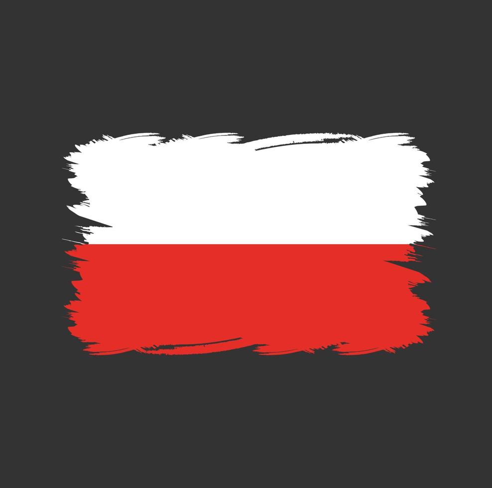 drapeau de la pologne avec pinceau aquarelle vecteur