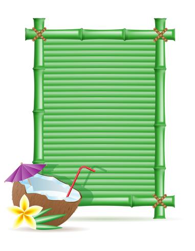 cadre de bambou et illustration vectorielle de noix de coco vecteur
