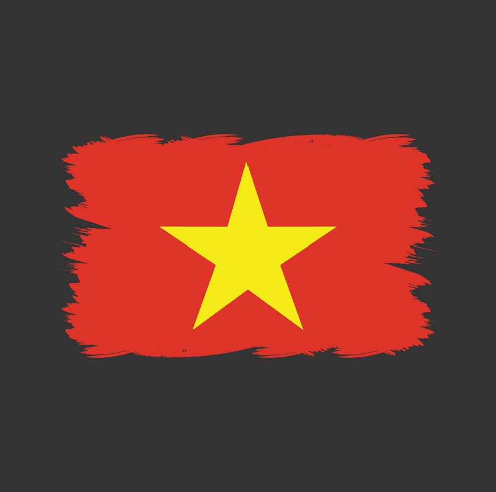 drapeau vietnamien avec pinceau aquarelle vecteur