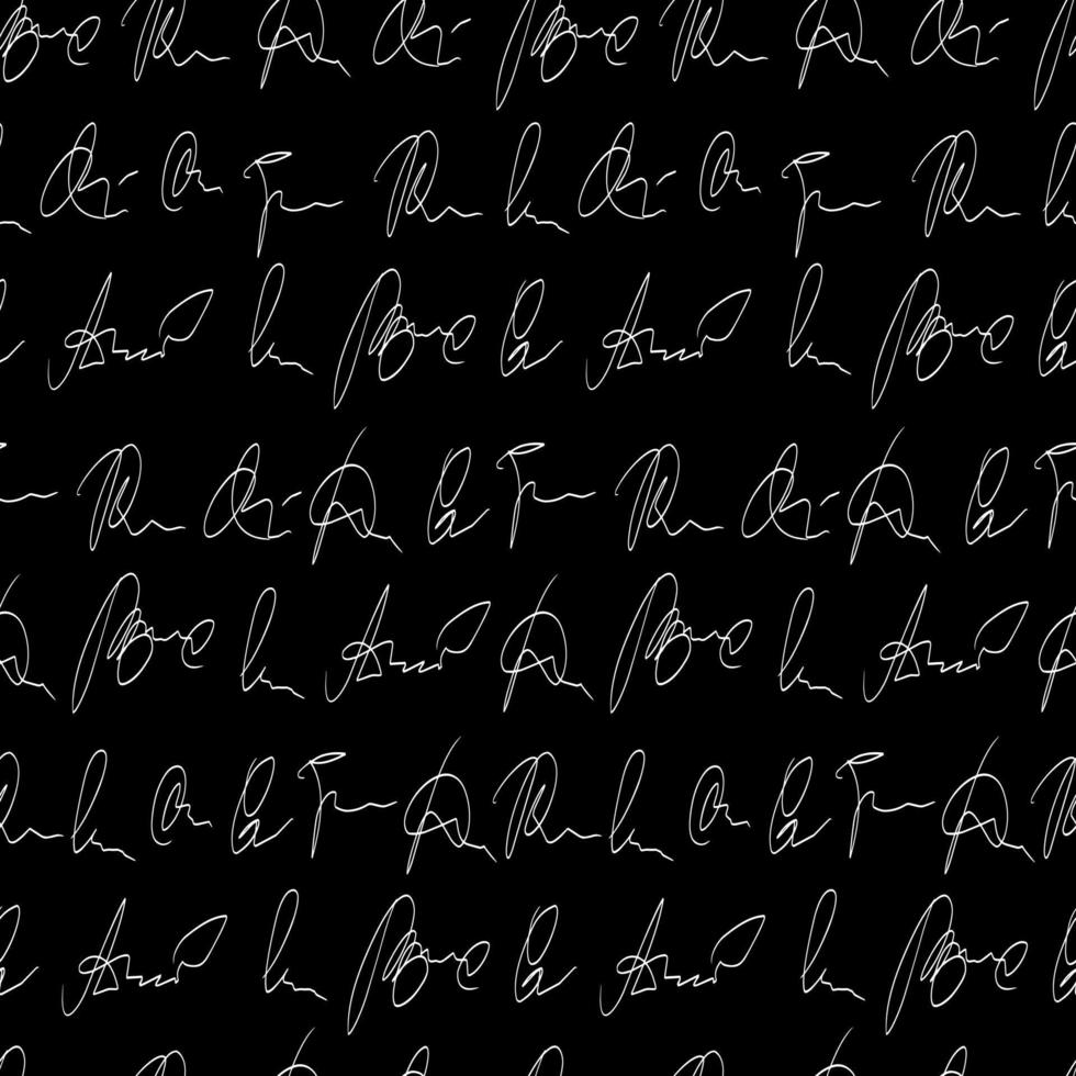 signatures personnelles manuscrites de modèle sans couture de vecteur. écriture à la main au stylo, lignes de texte manuscrit vecteur