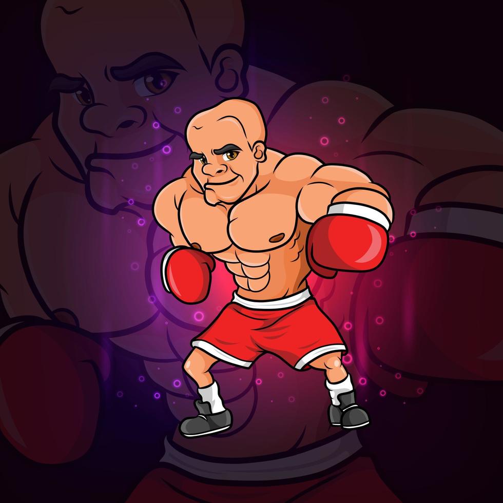 la tête maigre de la boxe pour la conception de mascotte esport vecteur