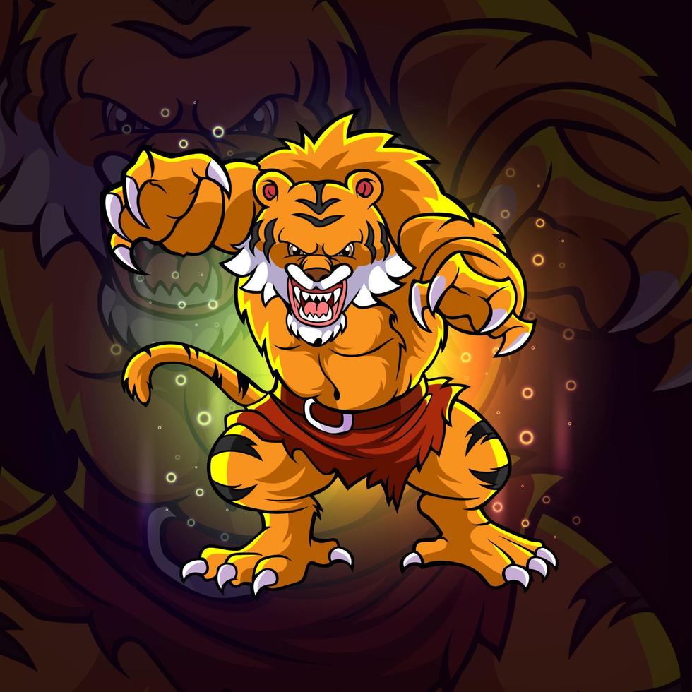 la conception de la mascotte esport du tigre grincheux vecteur