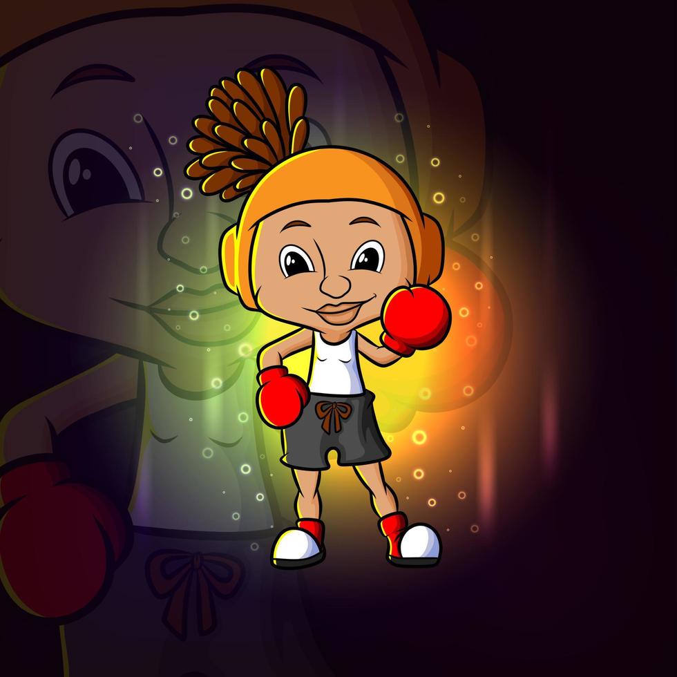 la conception de mascotte d'esport de femmes de boxe professionnelle vecteur