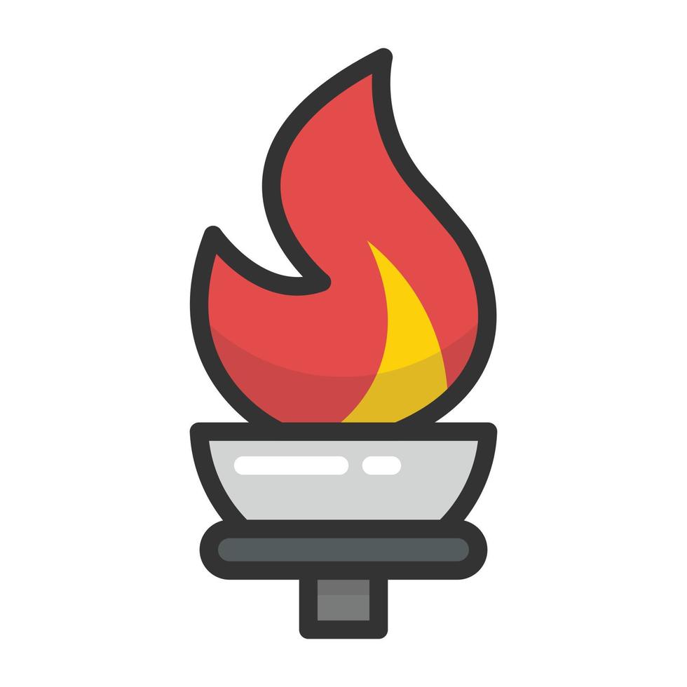 torche avec le feu. flamme olympique. symbole grec des compétitions  sportives. le concept de lumière et de connaissance. illustration de dessin  animé plat 13569548 Art vectoriel chez Vecteezy