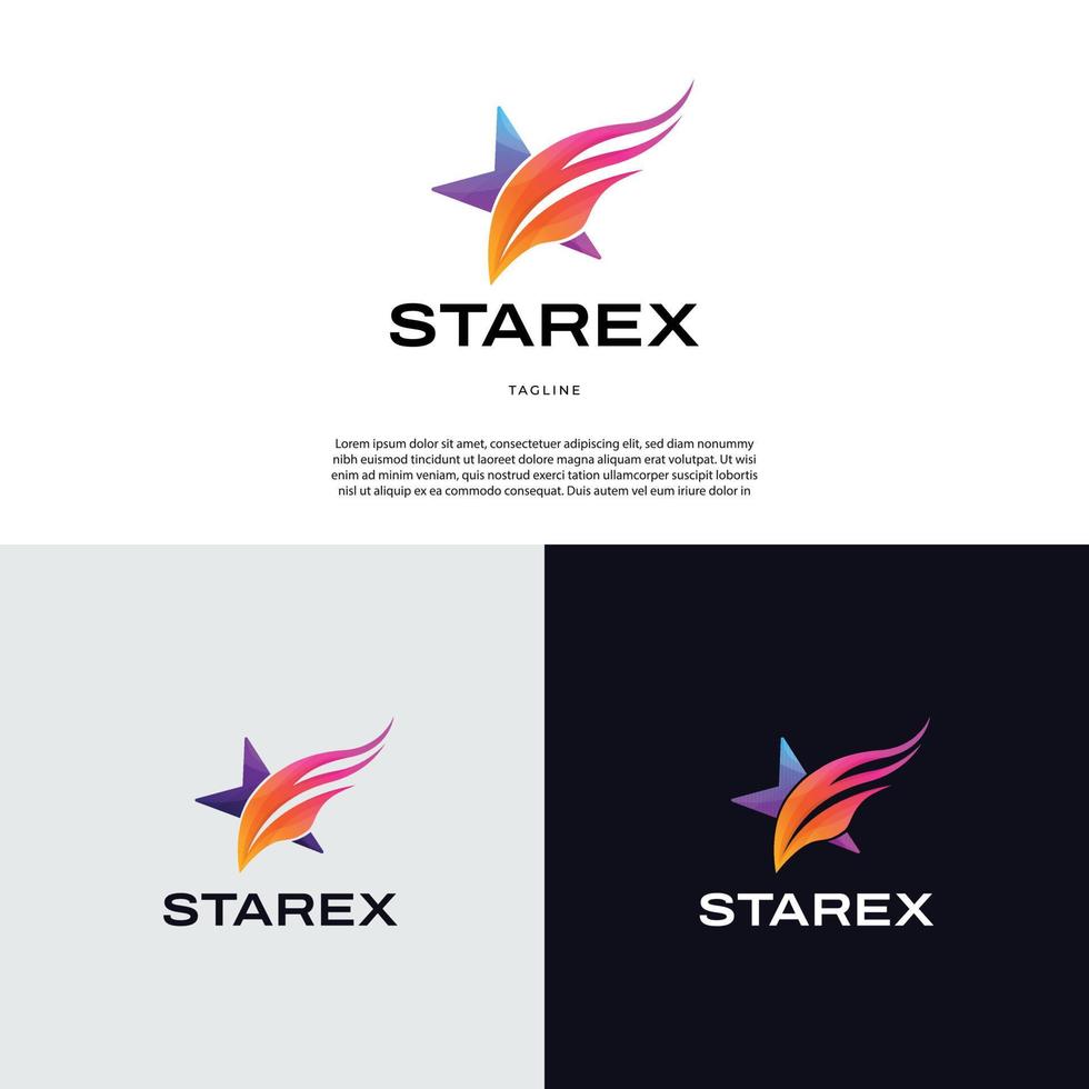icône de symbole créatif swoosh fire star business logo design vecteur