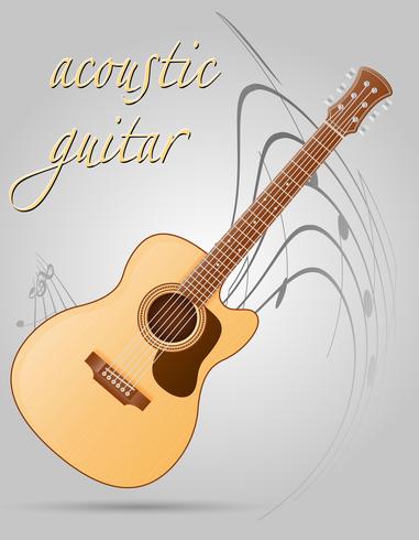 guitare acoustique instruments de musique stock vector illustration