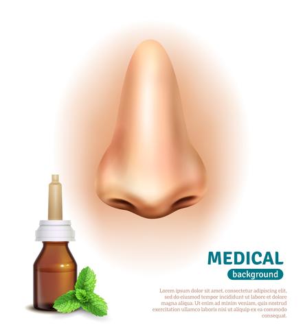 Affiche médicale de fond de bouteille de jet de nez vecteur