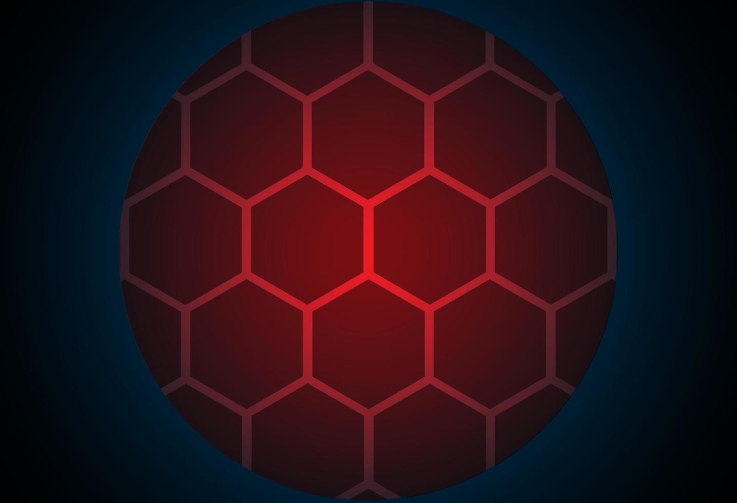 illustration d'une conception en forme de boule rouge avec un motif hexagonal. avec un fond dégradé noir et bleu. vecteur