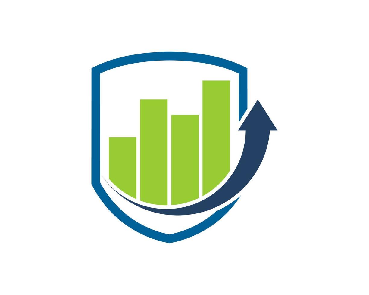 bouclier de protection avec barre de financement et flèche vers le haut à l'intérieur vecteur