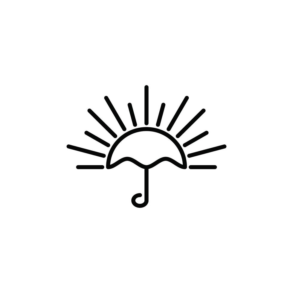 Parapluie de ligne de combinaison avec soleil sur fond blanc, création de logo de modèle vectoriel