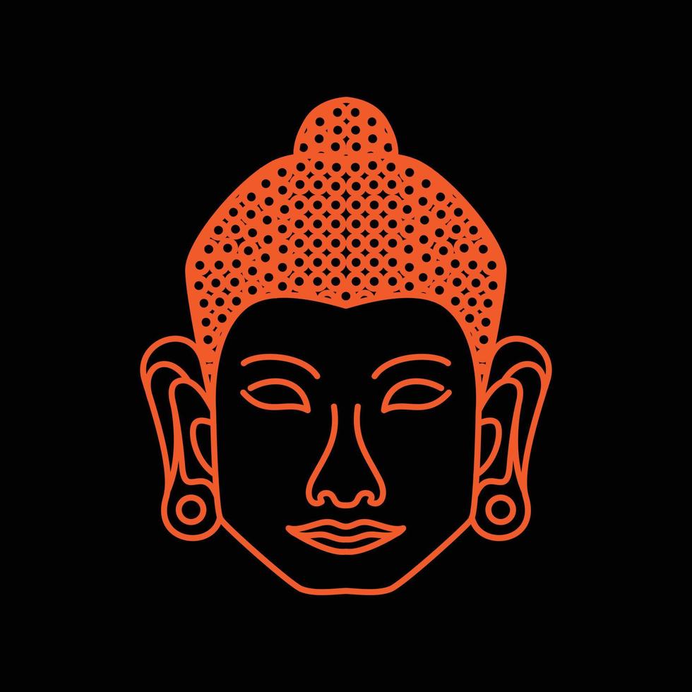 vecteur de conception de logo plat minimaliste du moine bouddha visage avec dessin au trait