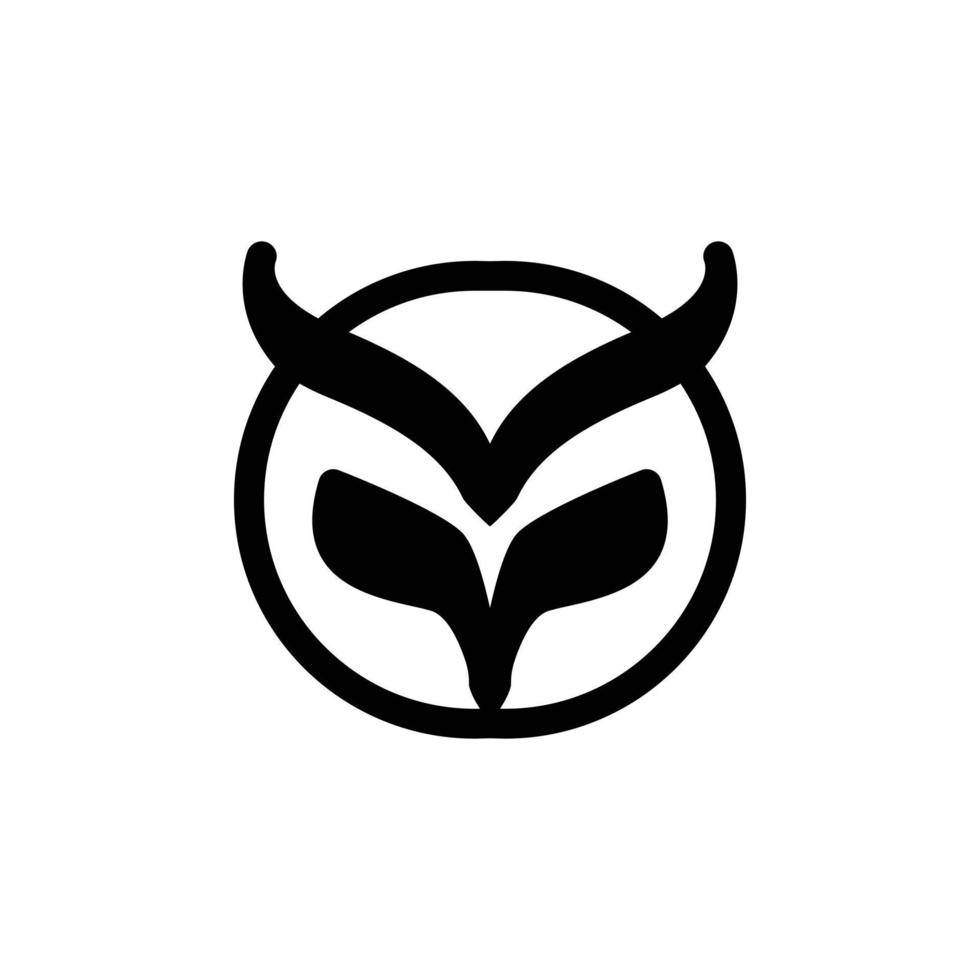 visage hibou noir sur fond blanc, création de logo de modèle vectoriel modifiable