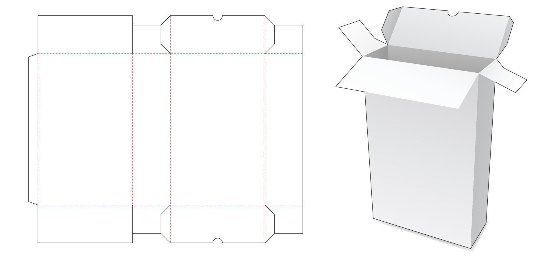 modèle de découpe de boîte en carton à deux flips vecteur